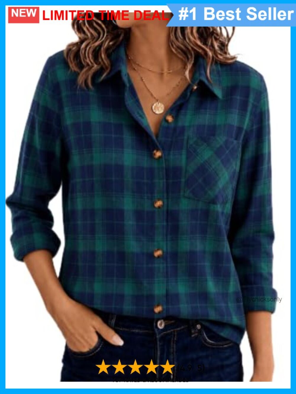 Womens Plaid Button Down Shirt Long Sleeve Collared Blouse